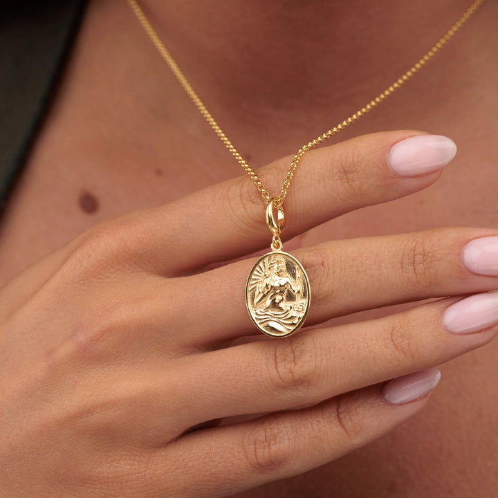 Engraved Gold Plated St Christopher Necklace VCNGSCH-1