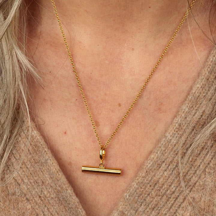 Engraved Gold Plated T Bar Charm VCGTBAR