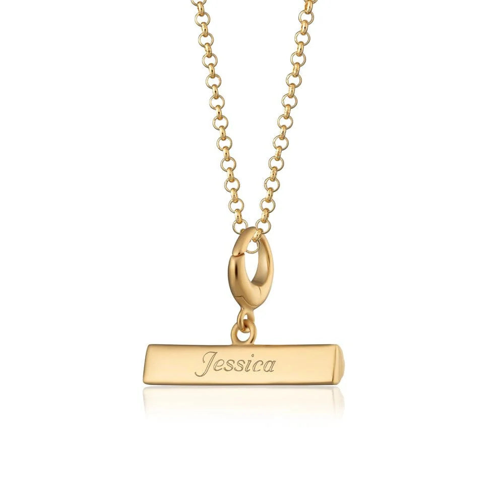 Engraved Gold Plated T Bar Necklace VCNGTBAR-1