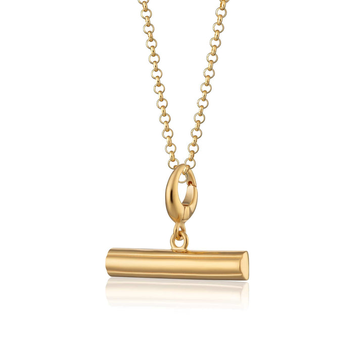 Engraved Gold Plated T Bar Necklace VCNGTBAR-1