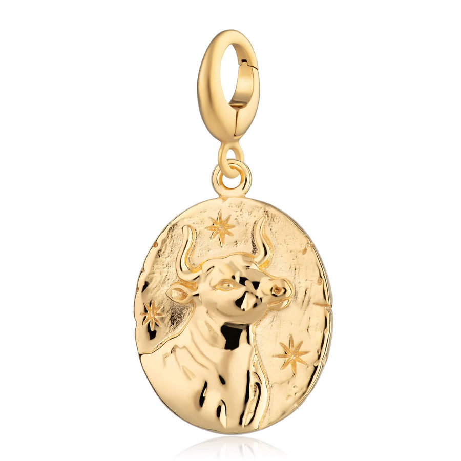 Engraved Gold Plated Taurus Zodiac Charm CGTAU