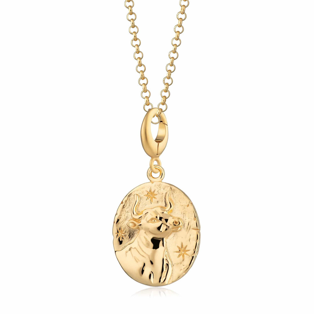 Engraved Gold Plated Taurus Zodiac Necklace CNGTAU-1