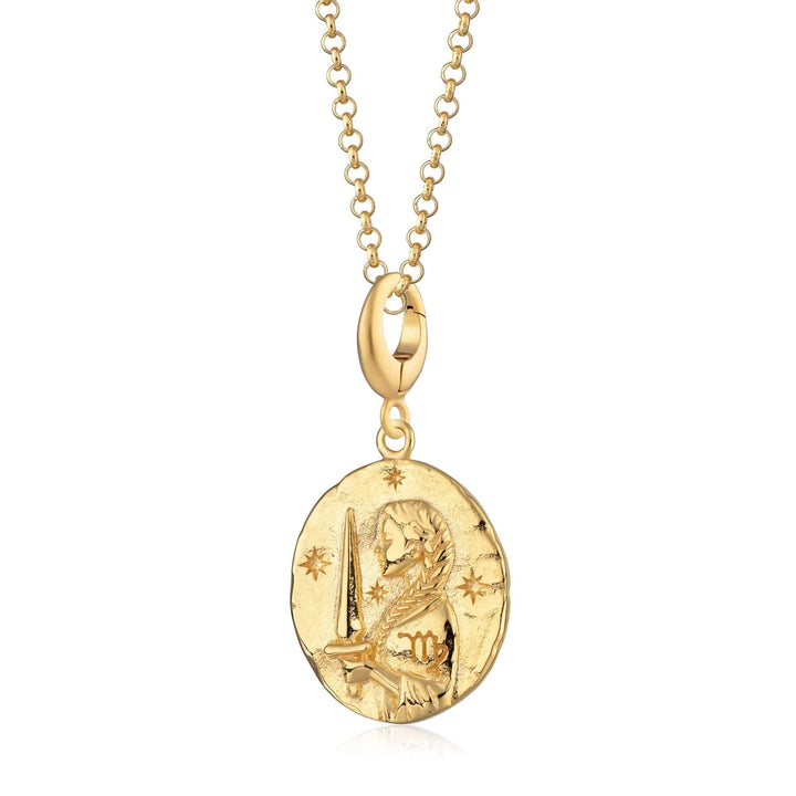 Engraved Gold Plated Virgo Zodiac Necklace CNGVIR-1