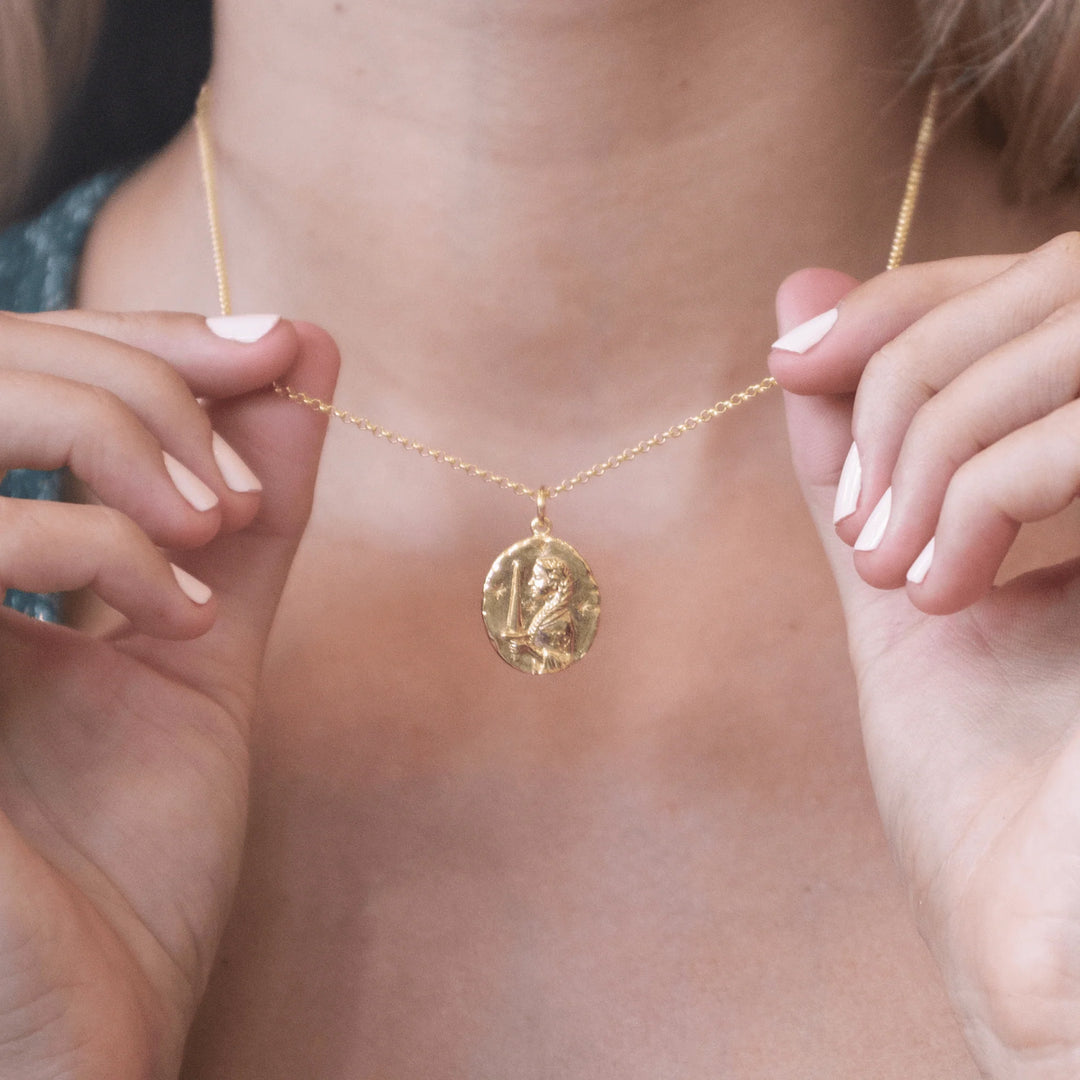 Engraved Gold Plated Virgo Zodiac Necklace CNGVIR-1