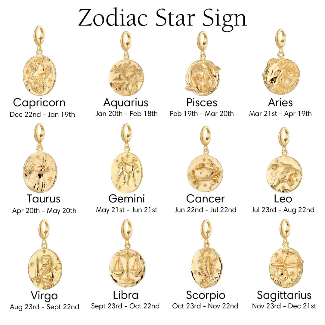 Engraved Gold Plated Zodiac Charm CGCAP