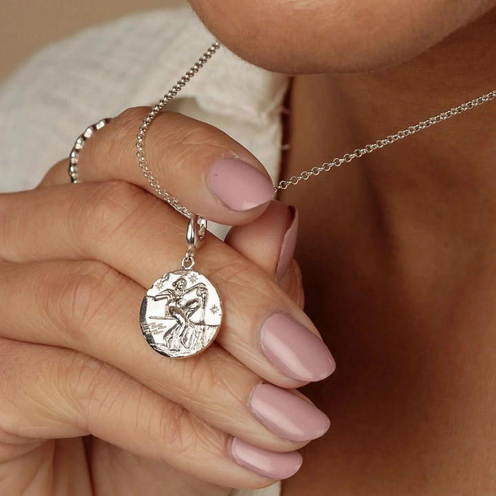 Engraved Silver Aquarius Zodiac Charm CSAQU