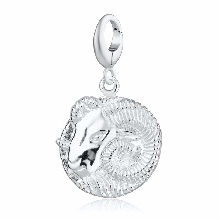 Engraved Silver Aries Zodiac Charm CSARI