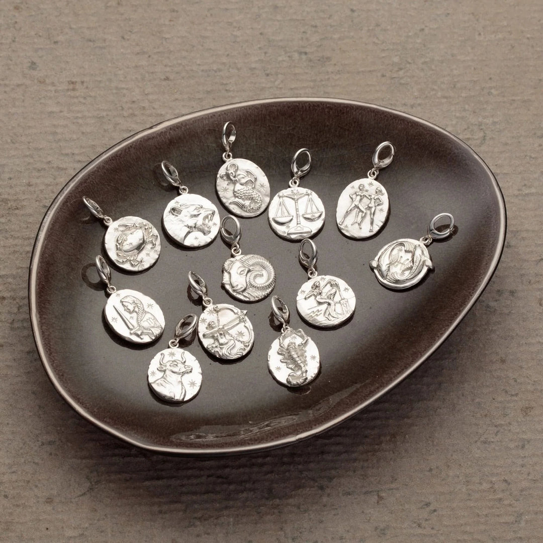 Engraved Silver Aries Zodiac Charm CSARI