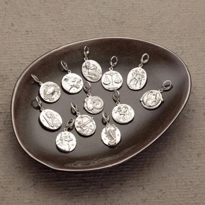 Engraved Silver Aries Zodiac Charm CSARI