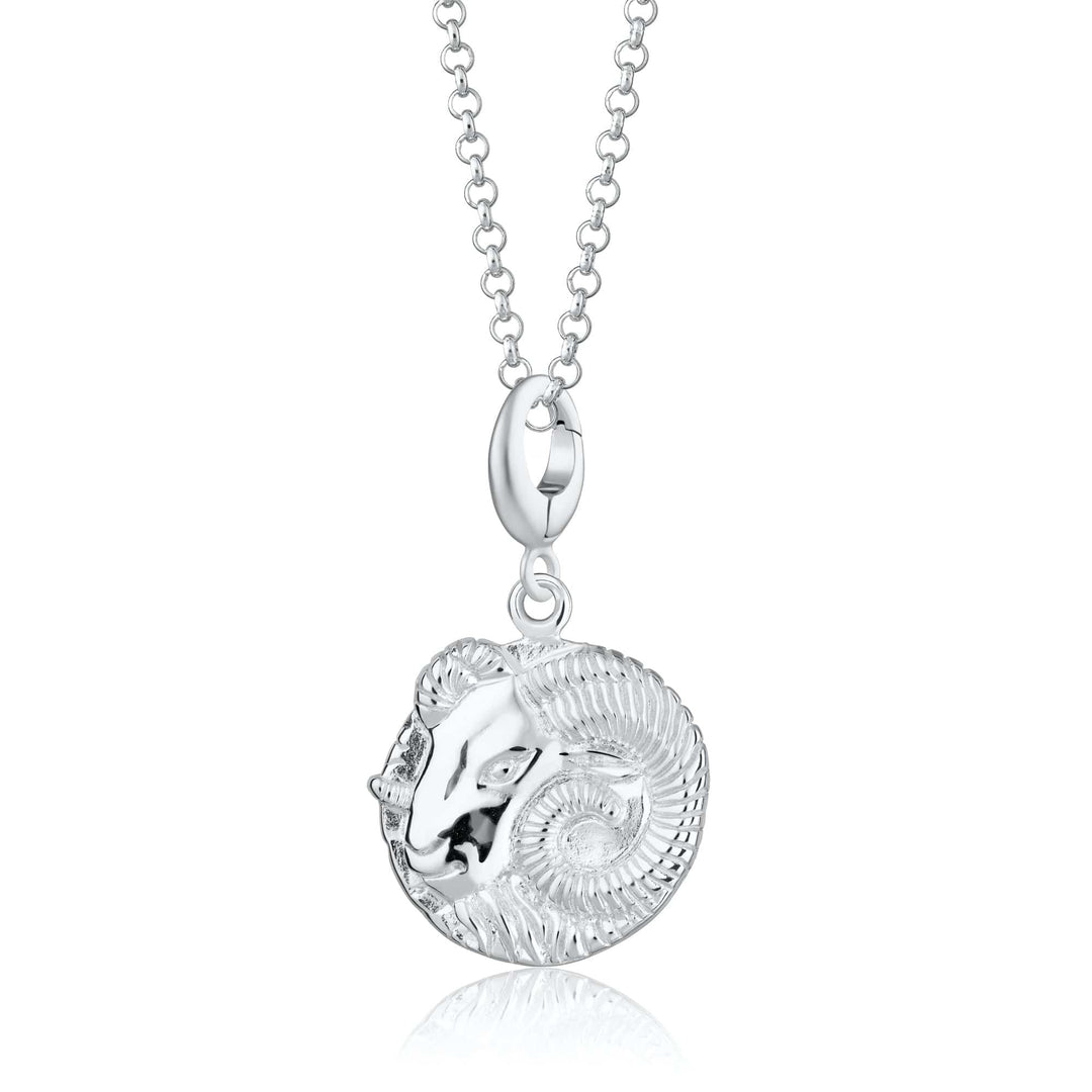 Engraved Silver Aries Zodiac Necklace CNSARI-1