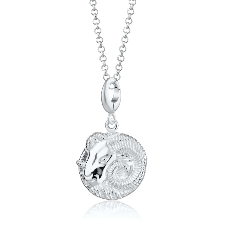 Engraved Silver Aries Zodiac Necklace CNSARI-1