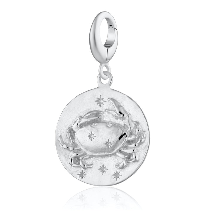 Engraved Silver Cancer Zodiac Charm CSCAN