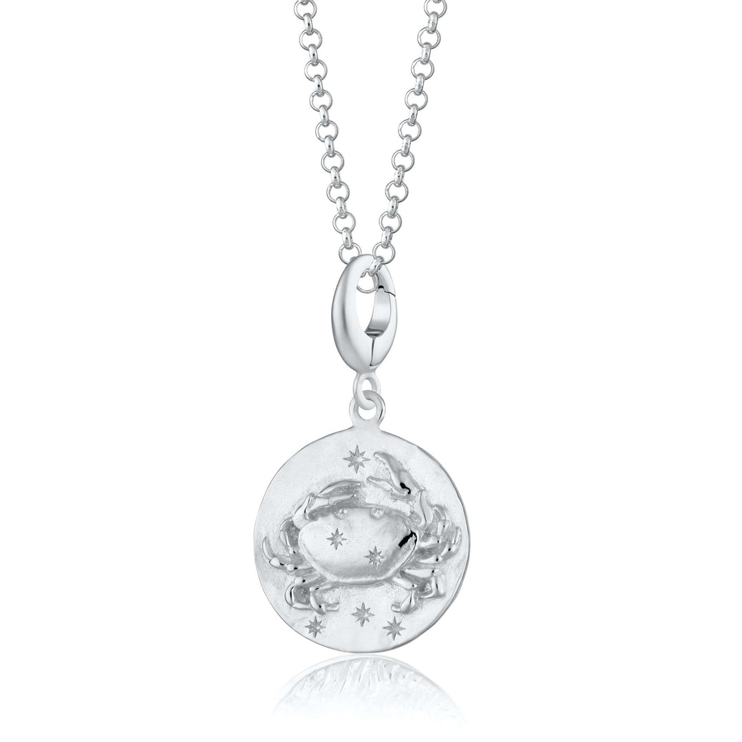 Engraved Silver Cancer Zodiac Necklace CNSCAN-1