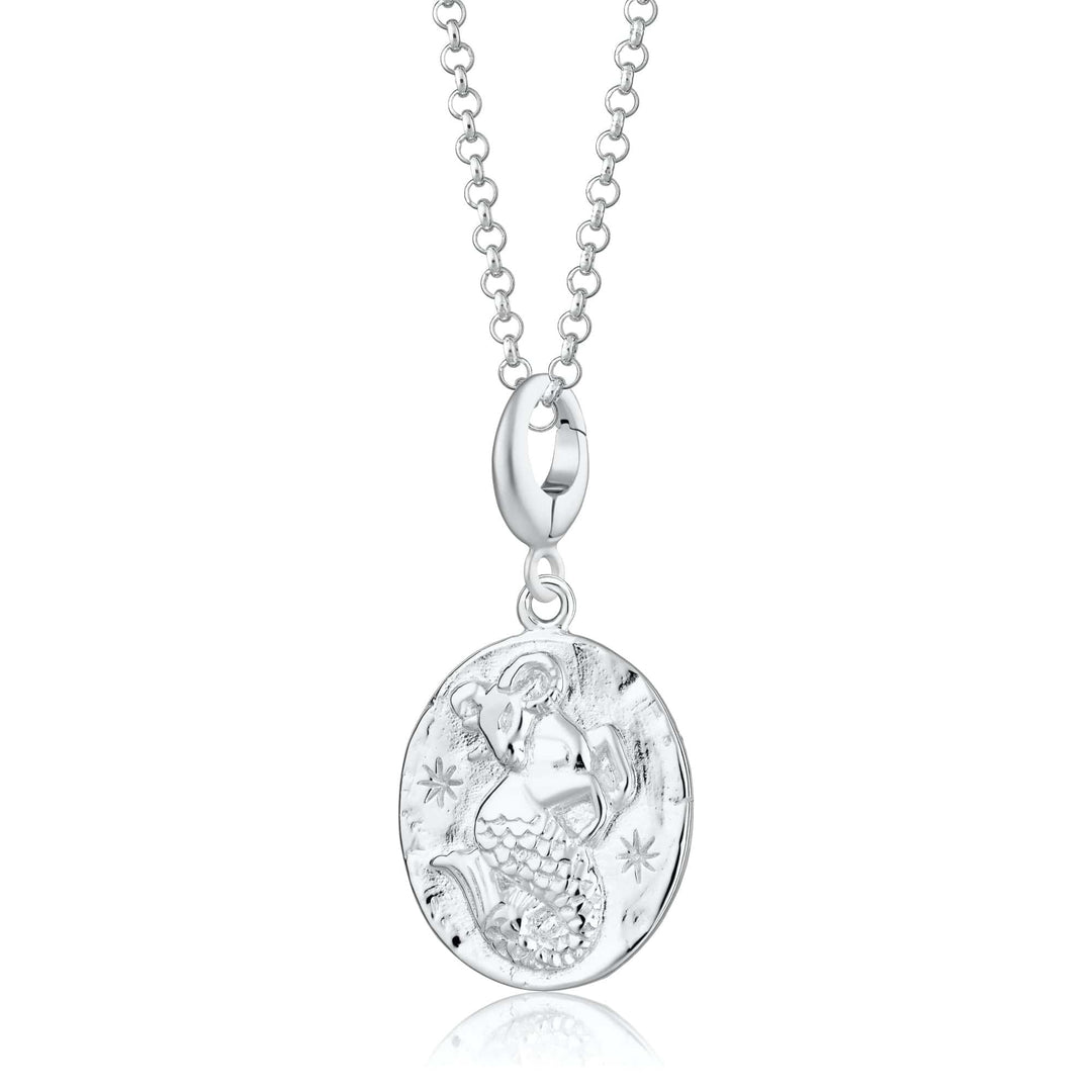 Engraved Silver Capricorn Zodiac Necklace CNSCAP-1