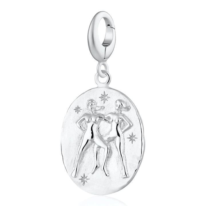 Engraved Silver Gemini Zodiac Charm CSGEM
