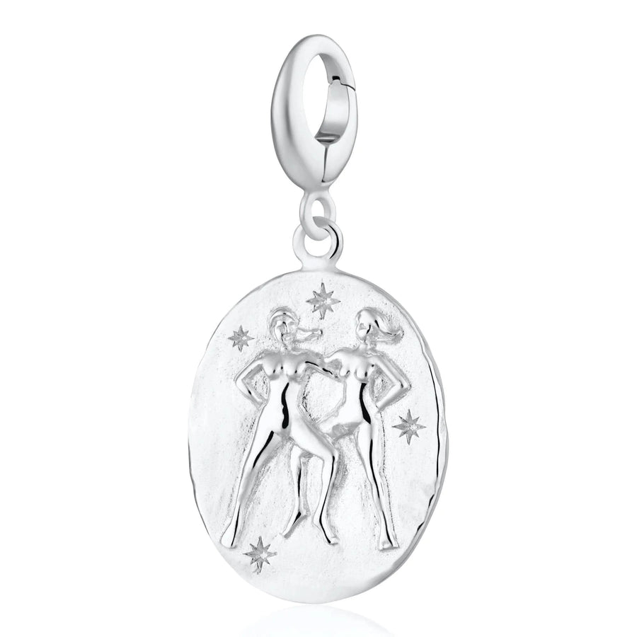 Engraved Silver Gemini Zodiac Charm CSGEM