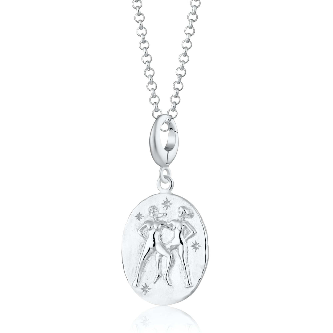 Engraved Silver Gemini Zodiac Necklace CNSGEM-1
