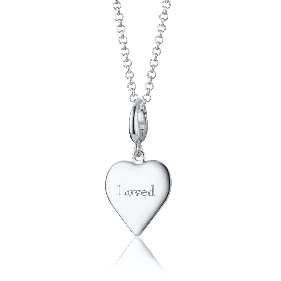 Engraved Silver Heart Medium Necklace VNSHM-13