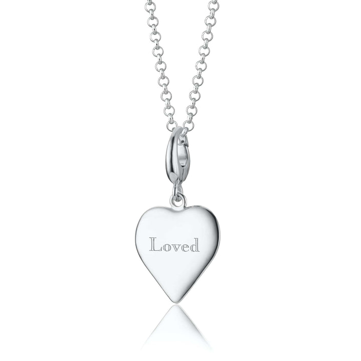 Engraved Silver Heart Medium Necklace VNSHM-13