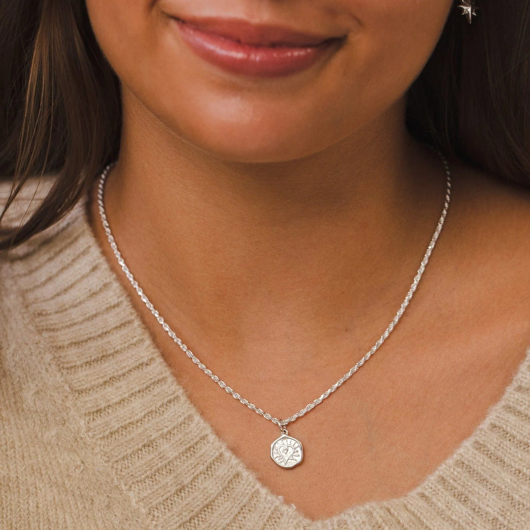 Engraved Silver Manifest Love Necklace CNSMANLV-TWIST-1