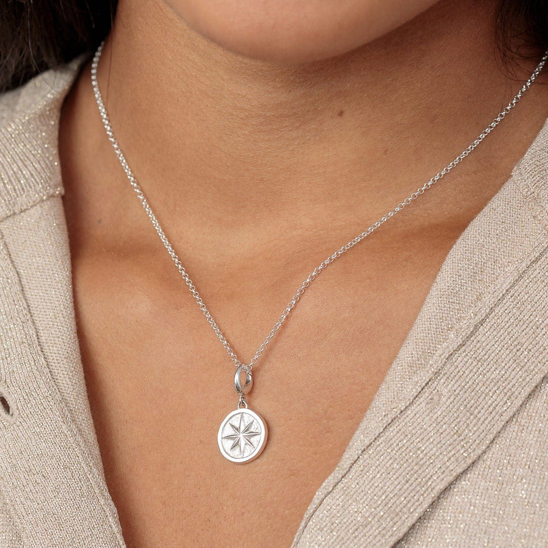 Engraved Silver North Star Necklace VCNSNSTR-1