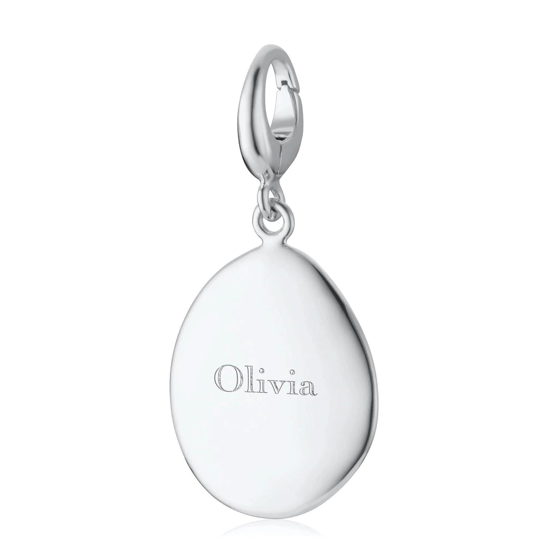 Engraved Silver Pebble Medium Charm VCSPBM
