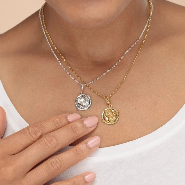 Engraved Silver Pisces Zodiac Charm CSPIC