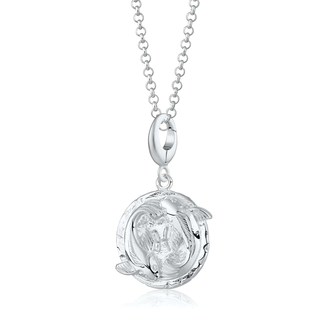 Engraved Silver Pisces Zodiac Necklace CNSPIC-1
