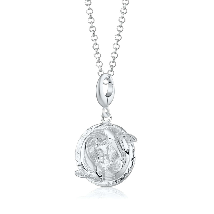 Engraved Silver Pisces Zodiac Necklace CNSPIC-1
