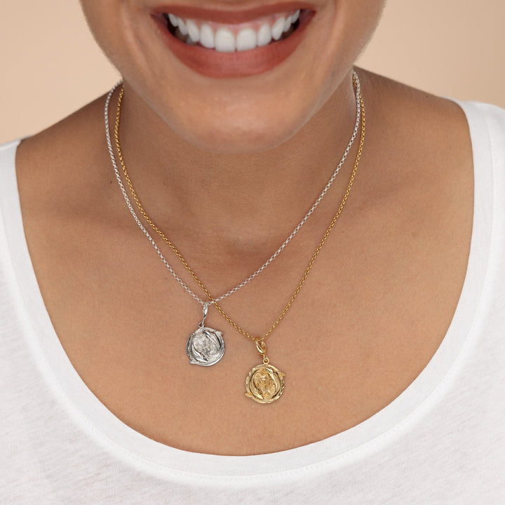 Engraved Silver Pisces Zodiac Necklace CNSPIC-1