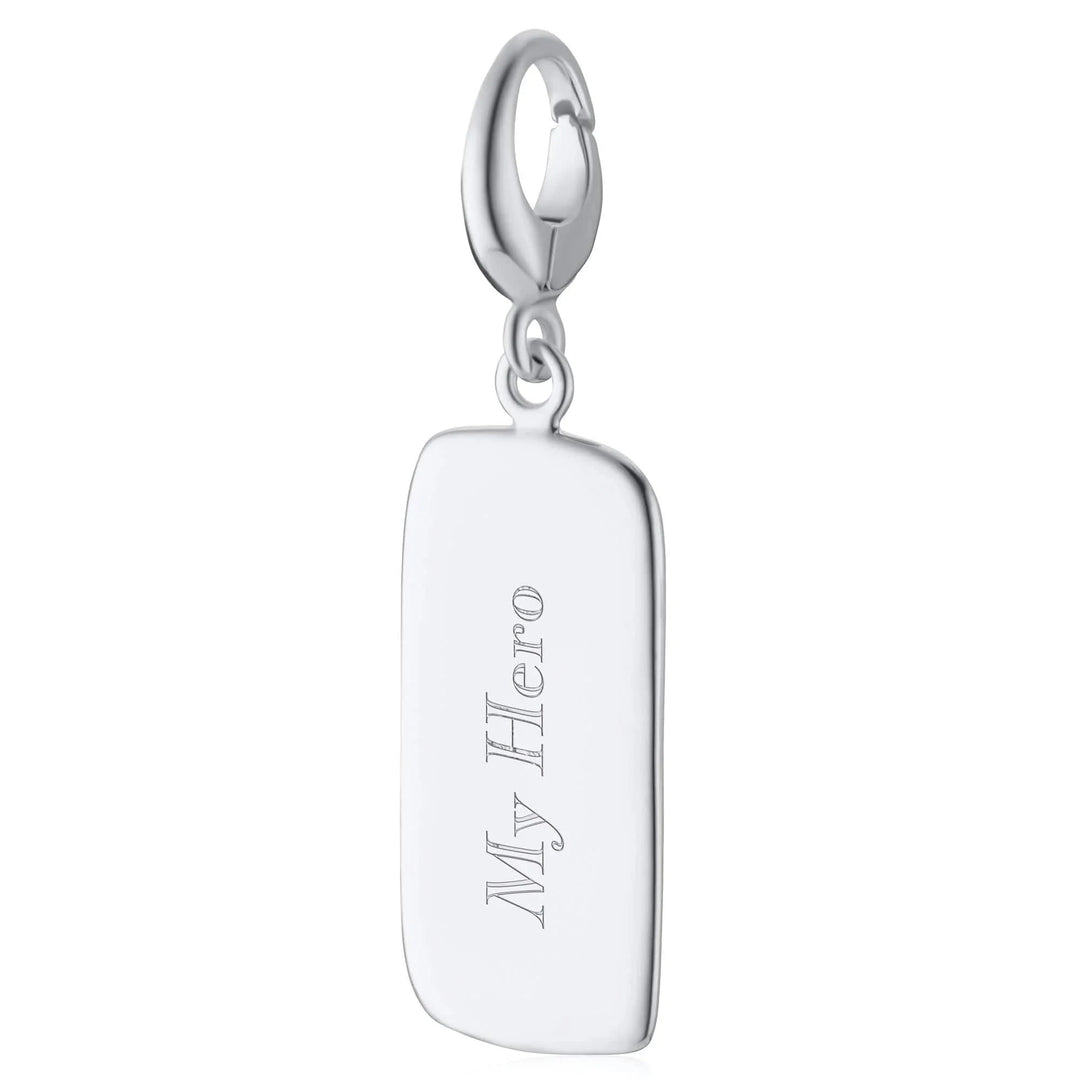 Engraved Silver Rectangle Tag Charm VCSTWS