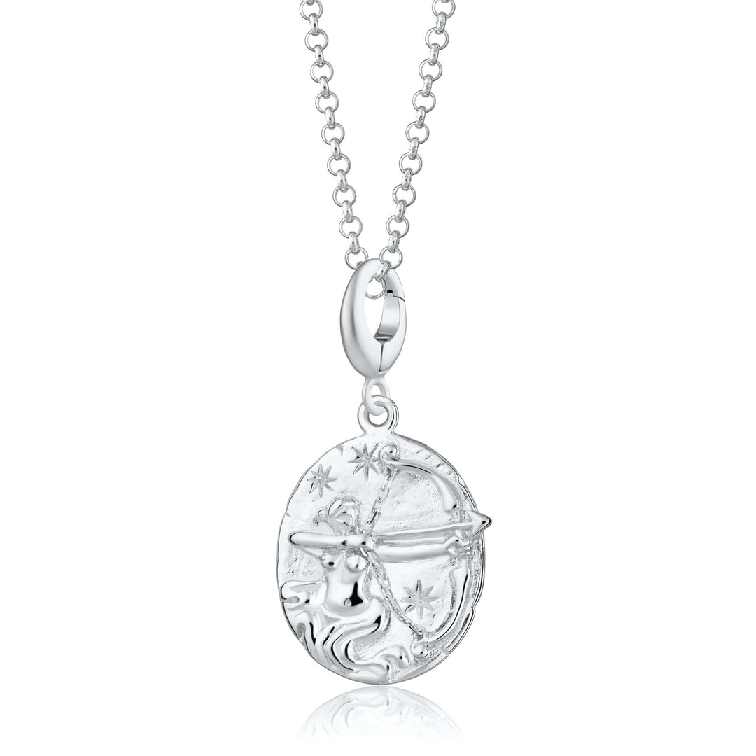 Engraved Silver Sagittarius Zodiac Necklace CNSSAG-1