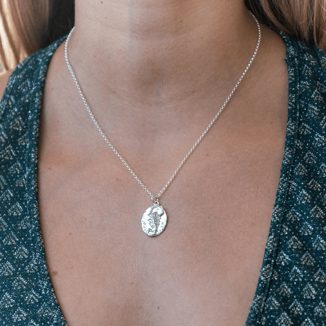 Engraved Silver Scorpio Zodiac Necklace CNSCORP-1