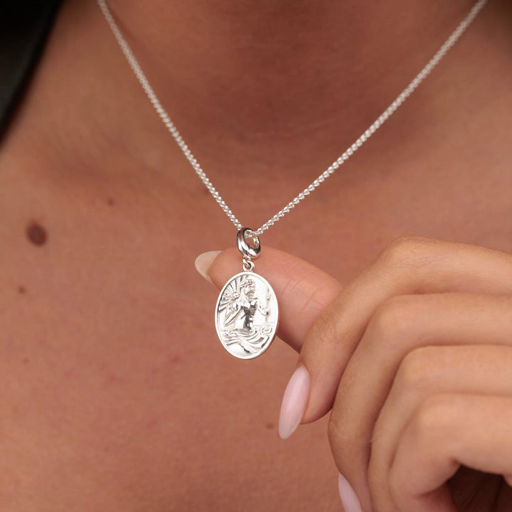 Engraved Silver St Christopher Necklace VCNSSCH-1