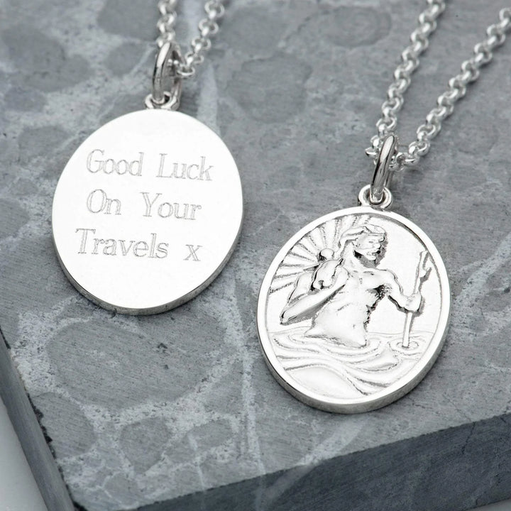 Engraved Silver St Christopher Necklace VCNSSCH-1