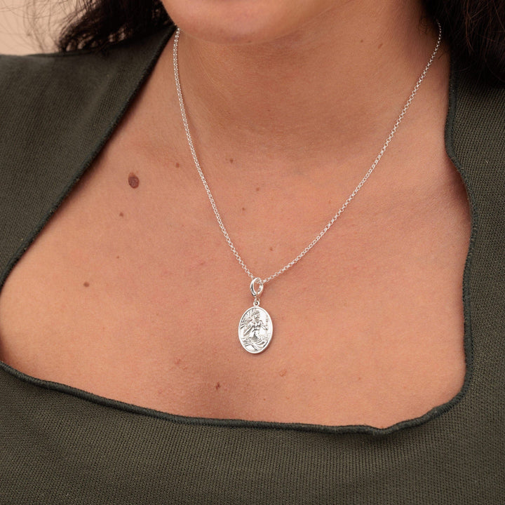 Engraved Silver St Christopher Necklace VCNSSCH-1