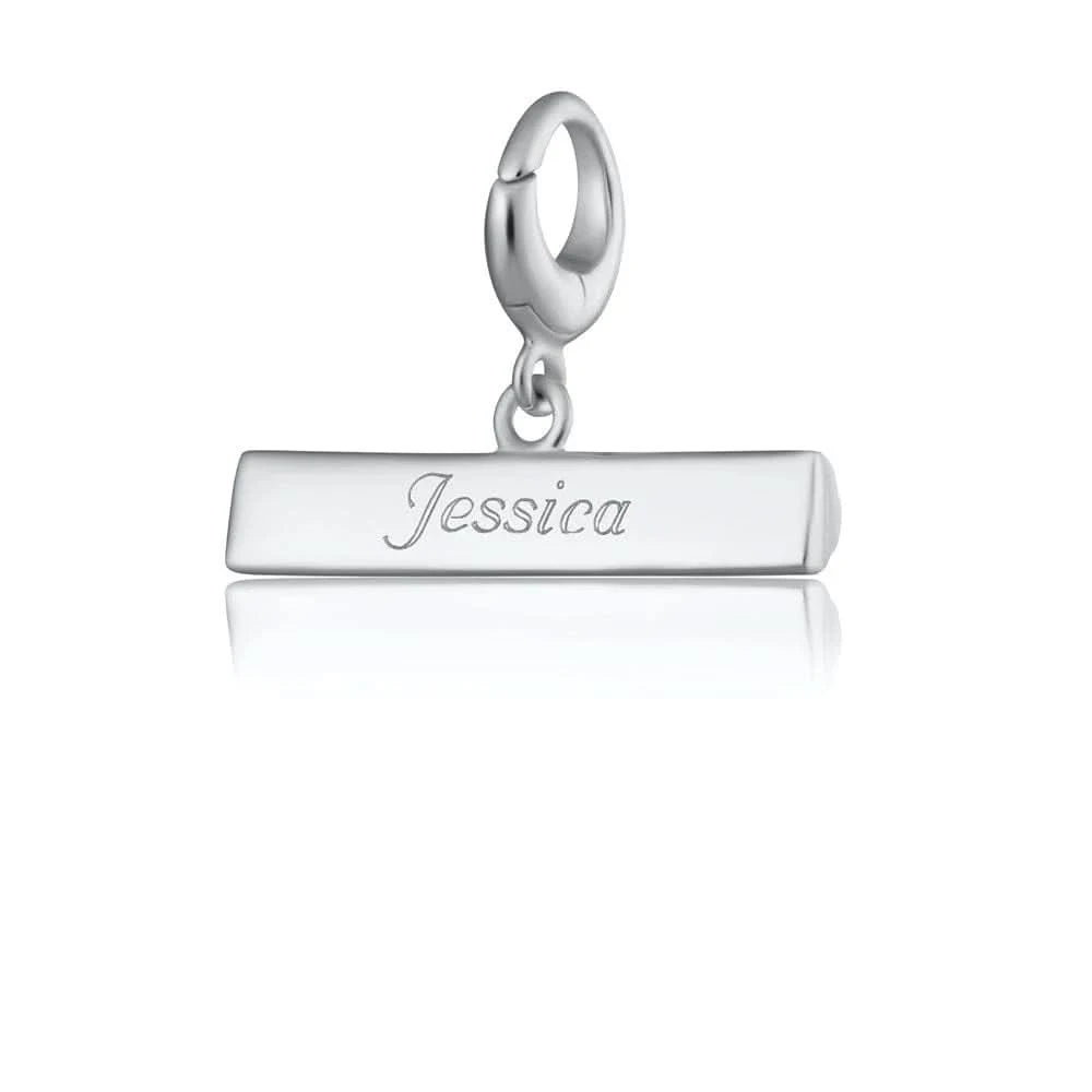 Engraved Silver T Bar Charm VCSTBAR