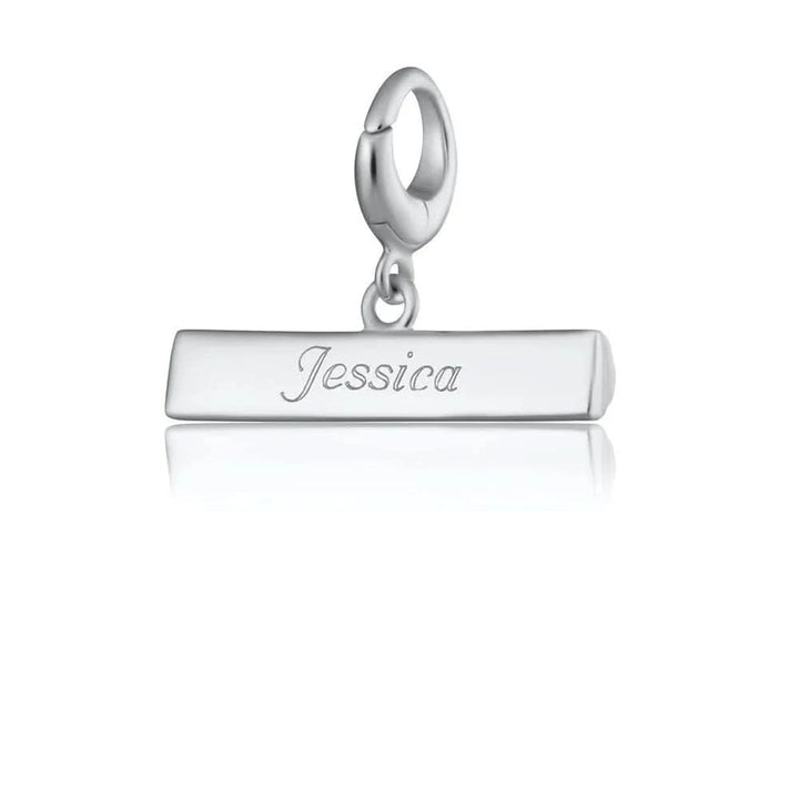 Engraved Silver T Bar Charm VCSTBAR