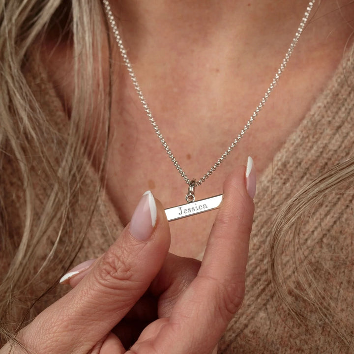 Engraved Silver T Bar Charm VCSTBAR