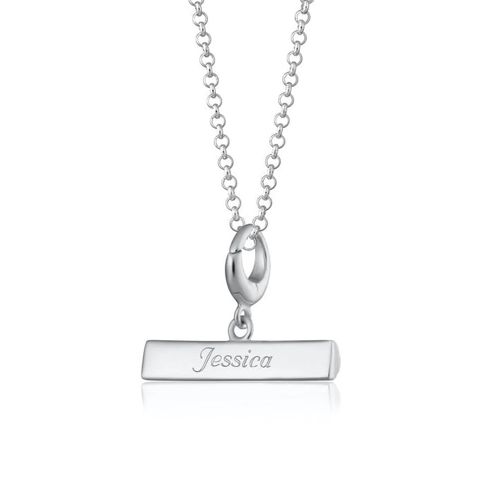 Engraved Silver T Bar Necklace VCNSTBAR-1