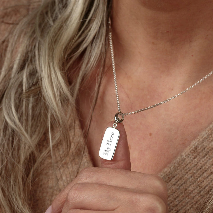 Engraved Silver Tag Small Necklace VNSTWS-1