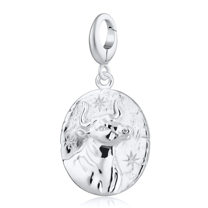 Engraved Silver Taurus Zodiac Charm CSTAU