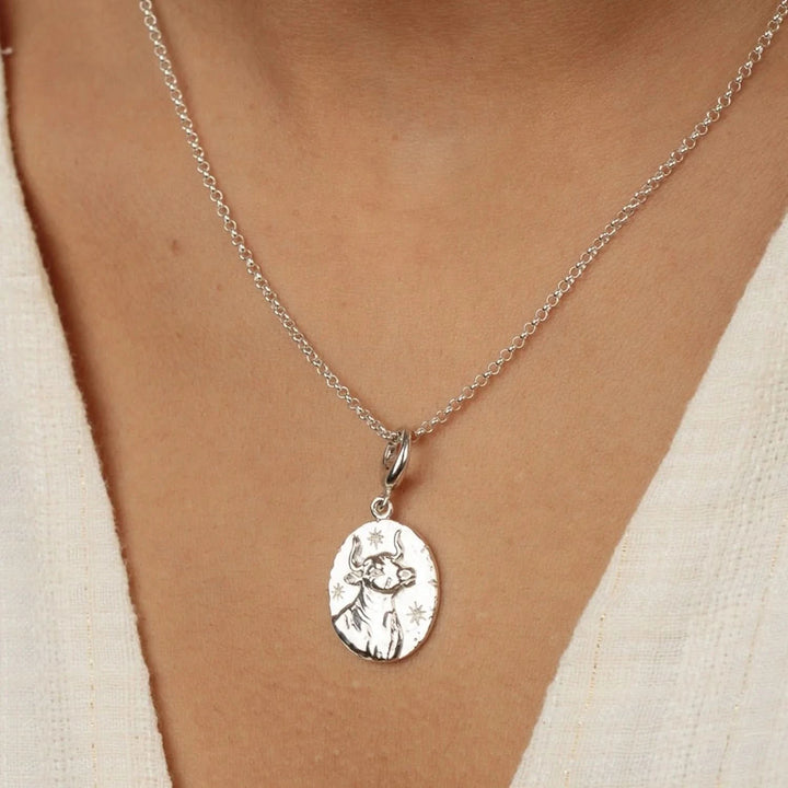 Engraved Silver Taurus Zodiac Charm CSTAU