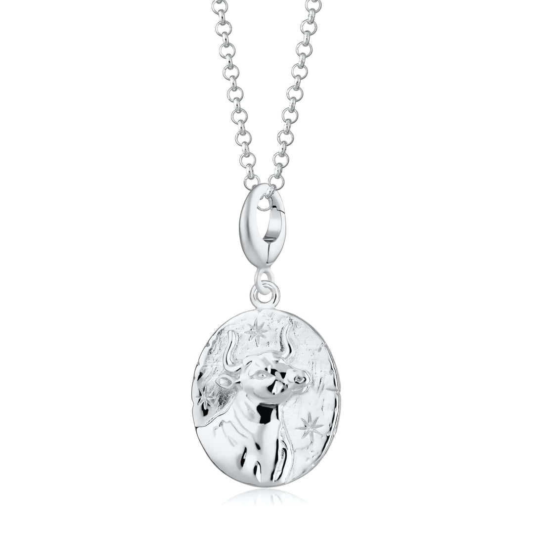 Engraved Silver Taurus Zodiac Necklace CNSTAU-1