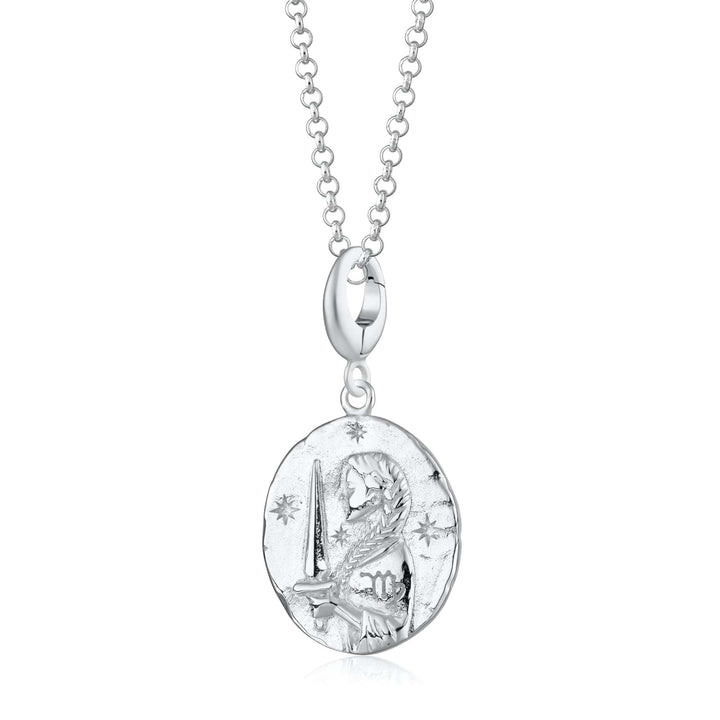 Engraved Silver Virgo Zodiac Necklace CNSVIR-1