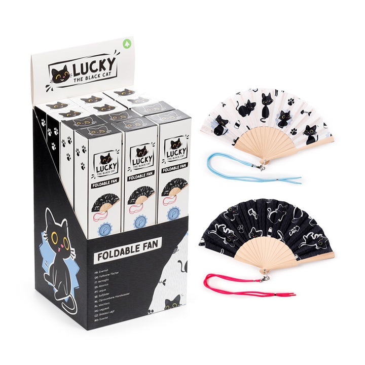 Lucky the Black Cat Folding Hand Fan FAN10