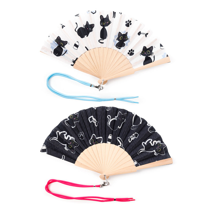 Lucky the Black Cat Folding Hand Fan FAN10