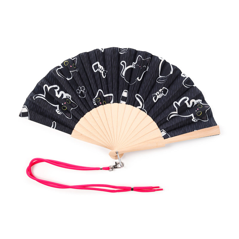 Lucky the Black Cat Folding Hand Fan FAN10