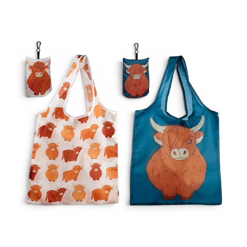Foldable Reusable Shopping Bag Highland Coo Cow FBAG14