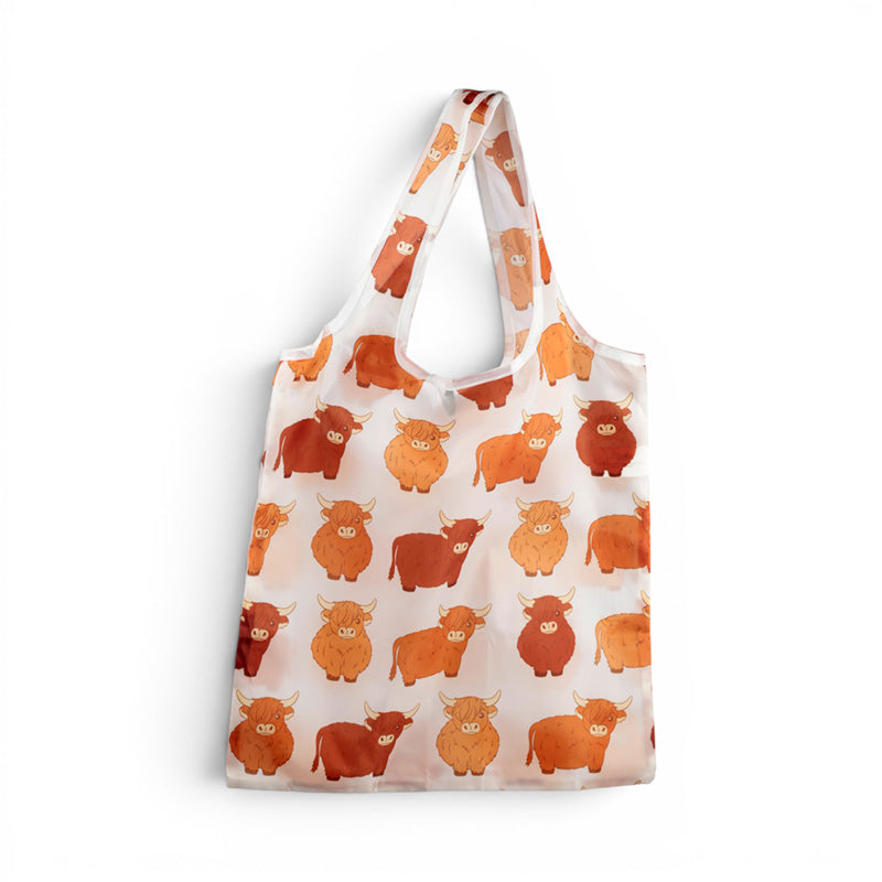 Foldable Reusable Shopping Bag Highland Coo Cow FBAG14